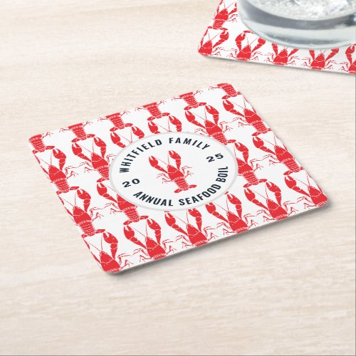 Annual Family Seafood Lobster Boil Square Paper Coaster