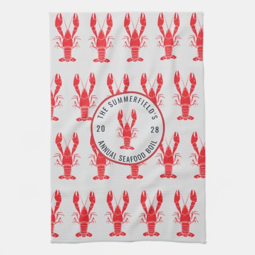 Annual Family Summer Seafood  Boil Custom Kitchen Towel