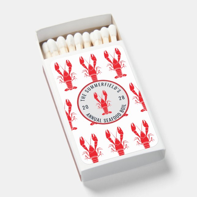 Annual Family Summer Seafood Boil Custom Matchboxes (Front Open)