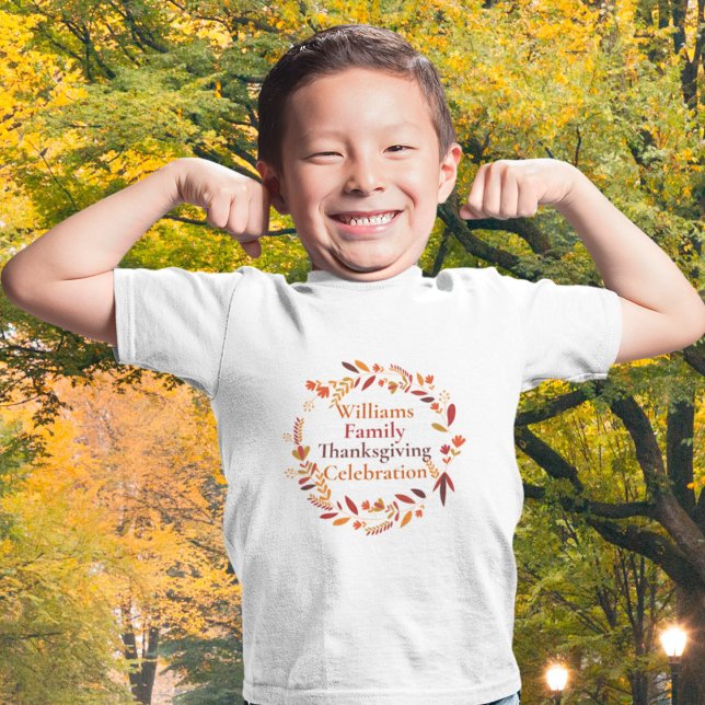 Annual Family Thanksgiving Wreath Cute Custom Fall Toddler T-shirt (Creator Uploaded)