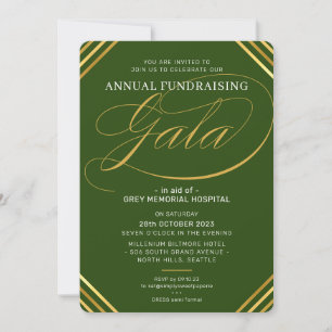 ANNUAL GALA modern elegant event dark green gold Invitation