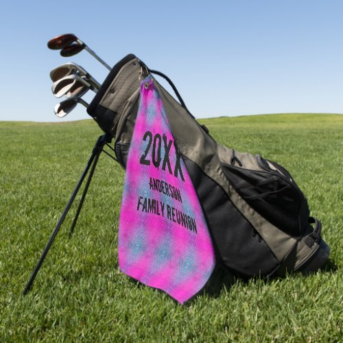 Annual Golf Tournament Neon Tie Dye Family Reunion Golf Towel