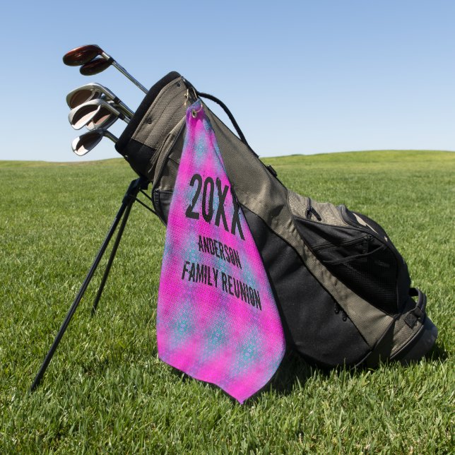 Annual Golf Tournament Neon Tie Dye Family Reunion Golf Towel (Green)
