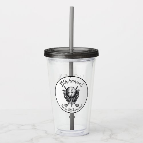 Annual Golf Tournament Pen_and_Ink Ball Tee Clubs Acrylic Tumbler