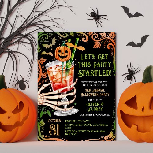 Annual Halloween Cocktail  Costumes Party Pumpkin Invitation