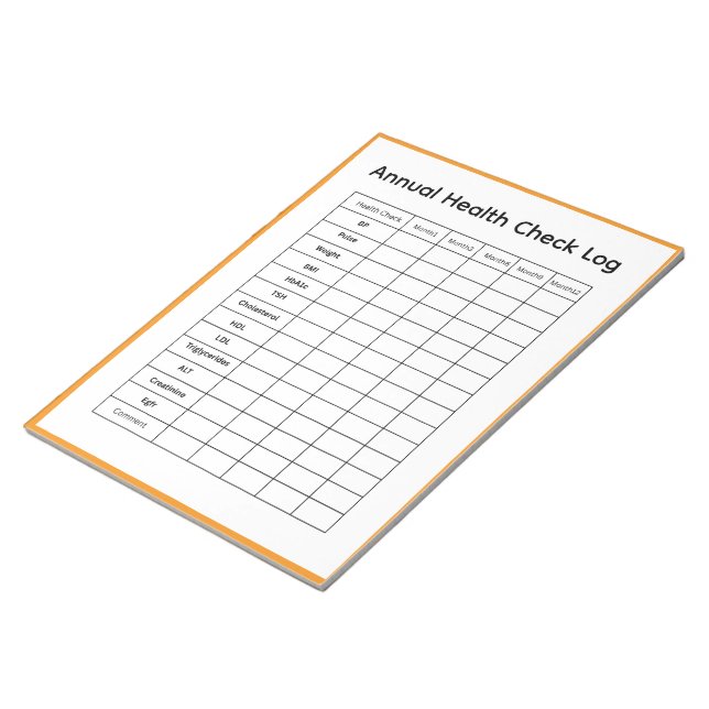 Annual Health Check Log Notepad (Angled)