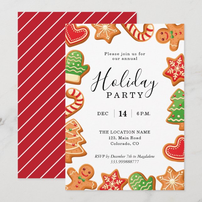 Annual Holiday Party Gingerbread Cookie invitation (Front/Back)