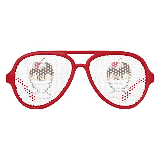 Annual Ice Cream Social Favor Hot Fudge Sundae Aviator Sunglasses (Front)