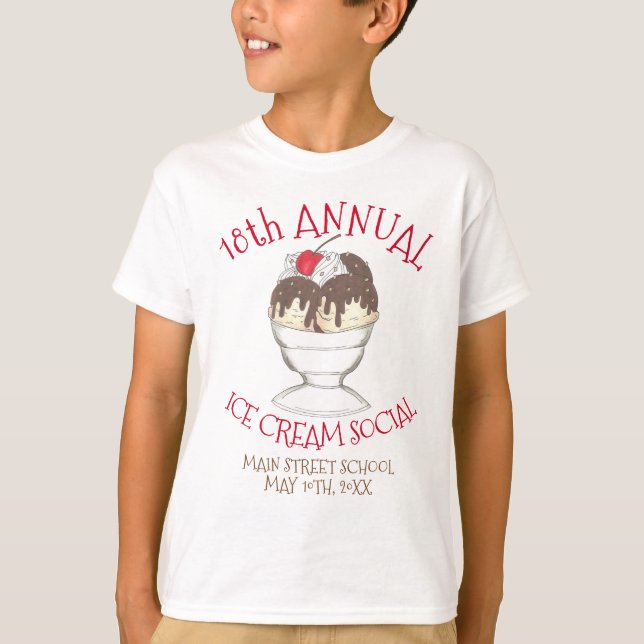 Annual Ice Cream Social Favor Hot Fudge Sundae T-Shirt (Front)