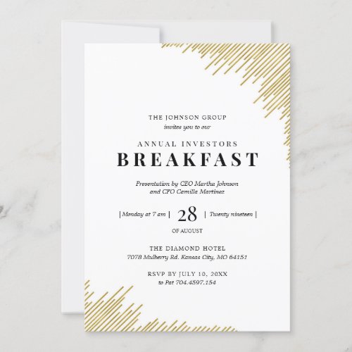 Annual investors Breakfast Business Invitation