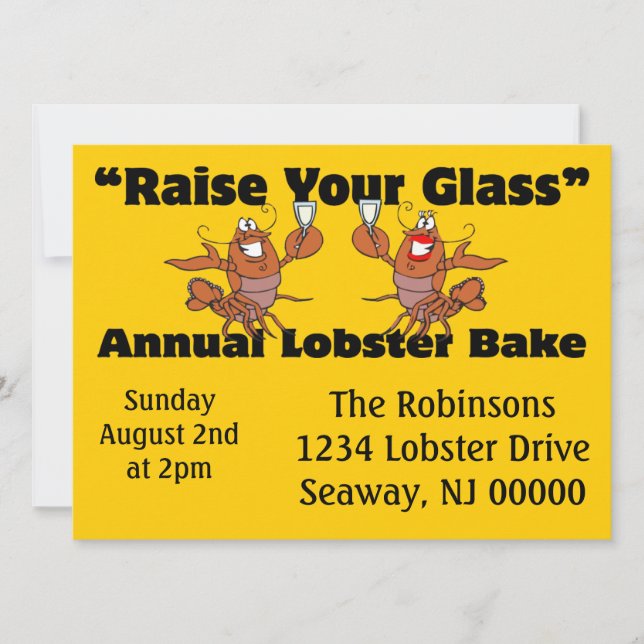 Annual Lobster Bake Toasting Lobsters Invitation (Front)