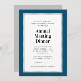 Annual Meeting Dinner   Navy Blue and Silver Invitation