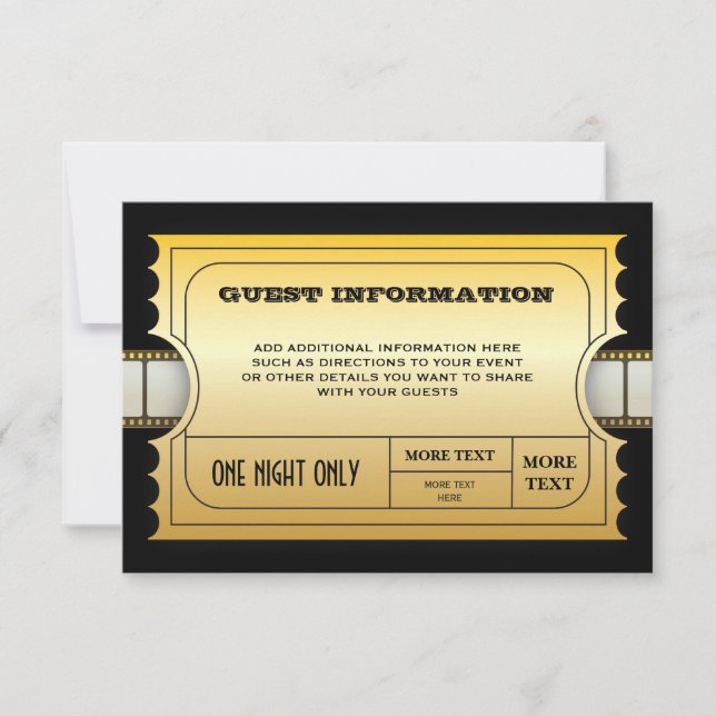 Annual Movie Awards Party Golden Ticket Insert Invitation (Front)