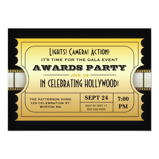 annual movie awards party golden ticket invitation zazzle com