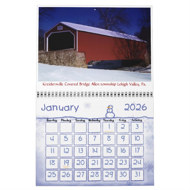 Annual North East Covered Bridges wall Calendar (Jan 2026)