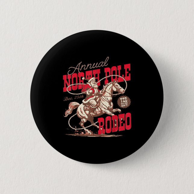 Annual North Le Rodeo Cowboy Santa Howdy Christmas Button (Front)