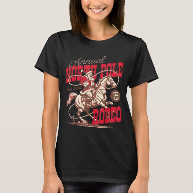 Annual North Le Rodeo Cowboy Santa Howdy Christmas T-Shirt (Front)