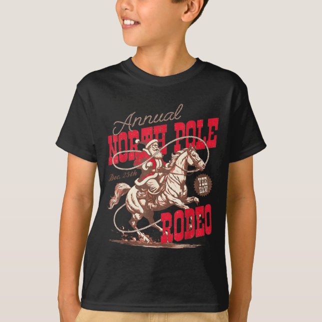 Annual North Le Rodeo Cowboy Santa Howdy Christmas T-Shirt (Front)