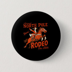 Annual North Pole Rodeo Funny Goose Christmas West Button