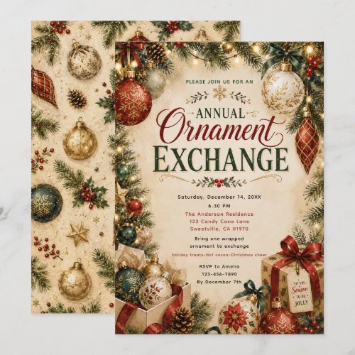Annual Ornament Exchange Invitation