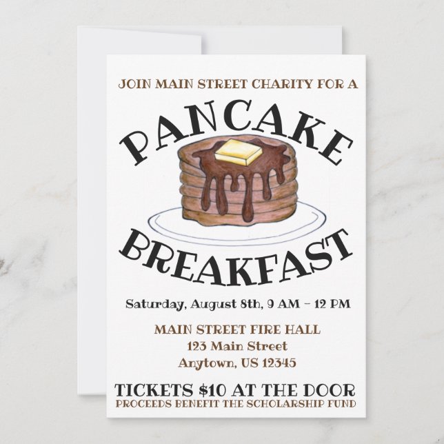 Annual Pancake Breakfast Charity Event Flapjacks Invitation (Front)