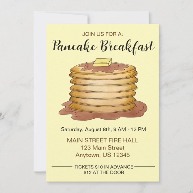 Annual Pancake Breakfast Charity Event Flapjacks Invitation (Front)