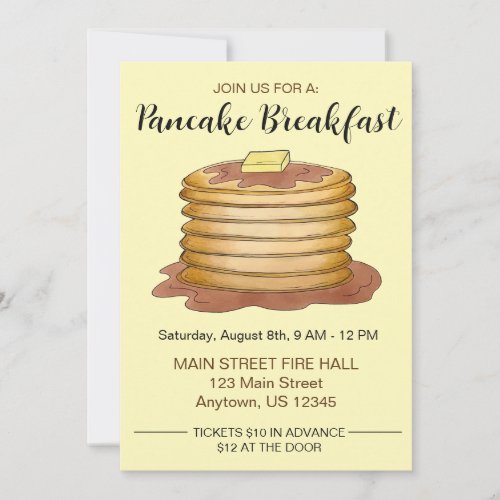 Annual Pancake Breakfast Charity Event Flapjacks Invitation