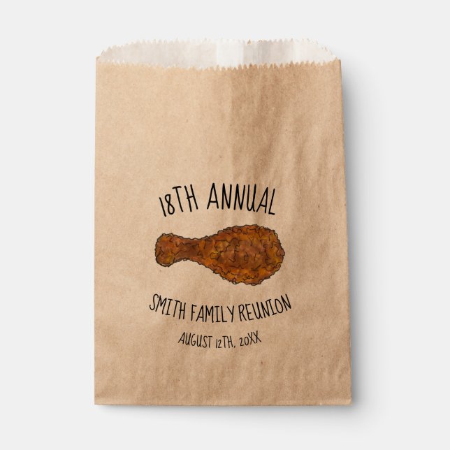 Annual Picnic Cookout Reunion Fried Chicken Leg Favor Bag (Front)