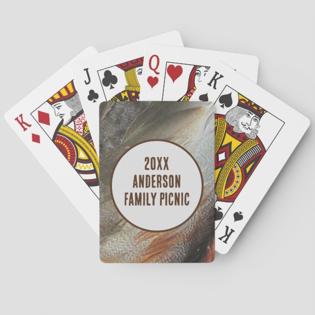 Annual Picnic Nature Feather Family Reunion Poker Cards (Back)