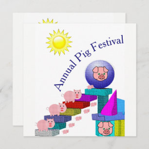 annual pig festival party invitation card