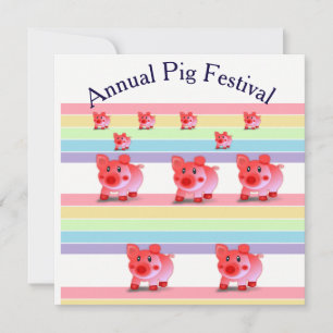 annual pig festival party invitation card
