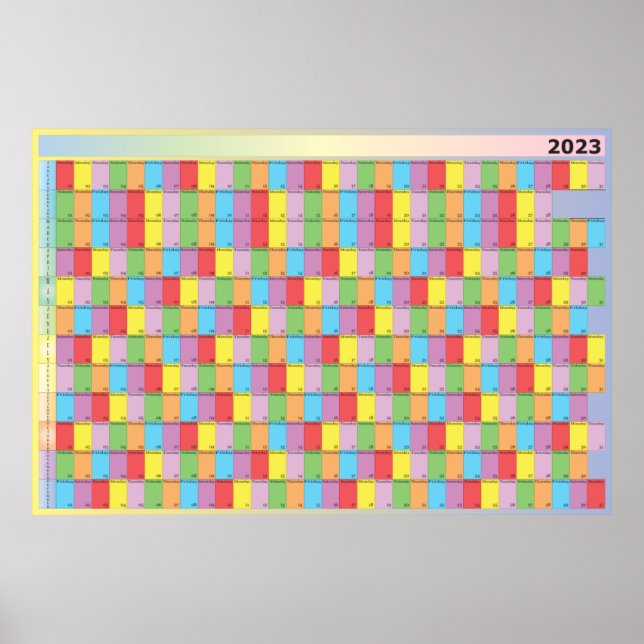 Annual planner 2023 specific color day of week poster (Front)