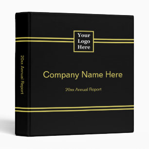 Annual Report Black and Gold Text Your Logo Here 3 Ring Binder