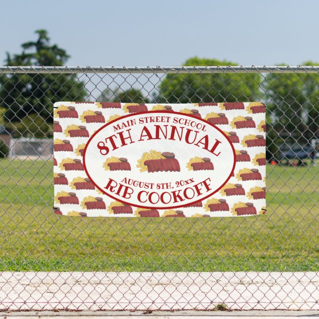 Annual Rib Cookoff BBQ Spare Ribs Barbecue Contest Banner (Insitu)