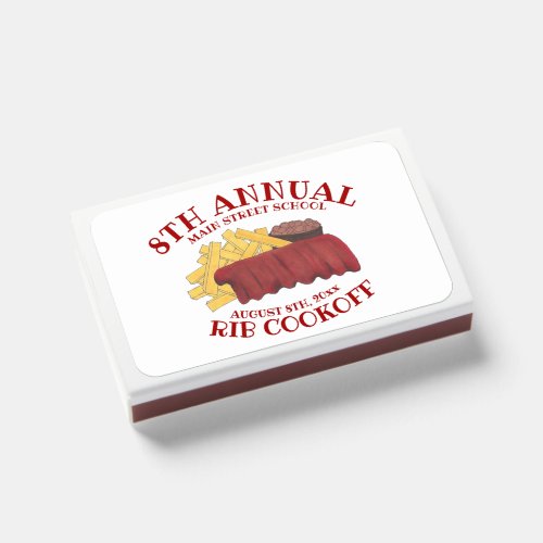 Annual Rib Cookoff BBQ Spare Ribs Barbecue Contest Matchboxes