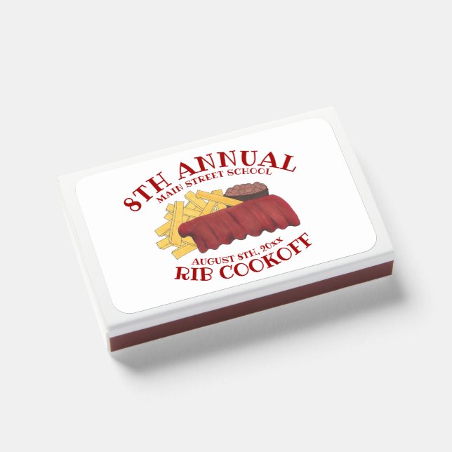 Annual Rib Cookoff BBQ Spare Ribs Barbecue Contest Matchboxes (Front Closed)