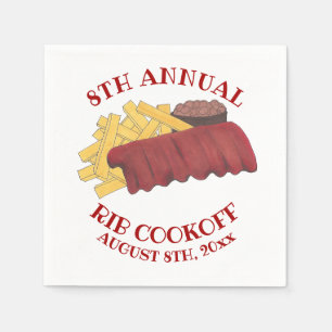 Annual Rib Cookoff BBQ Spare Ribs Barbecue Foodie Napkins