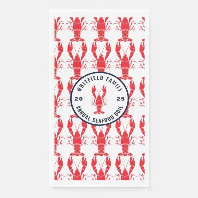 Annual Seafood Boil Summer Lobster Custom Paper Guest Towels (Front)