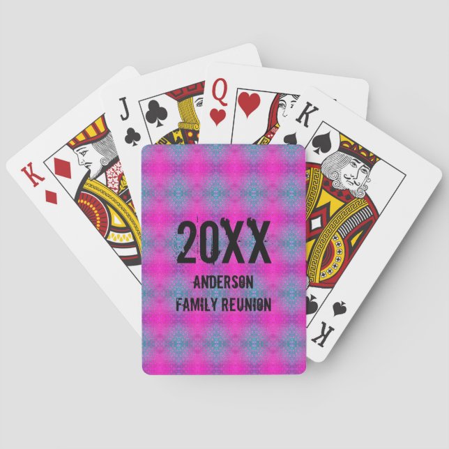 Annual Summer Picnic Neon Tie Dye Family Reunion Poker Cards (Back)