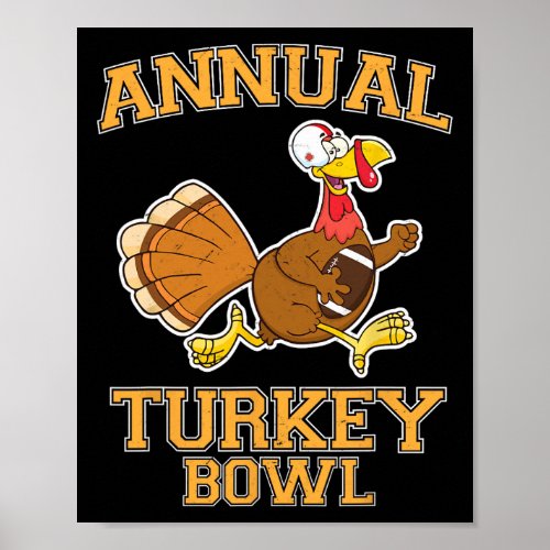 Annual Turkey Bowl Funny Thanksgiving Football Gif Poster