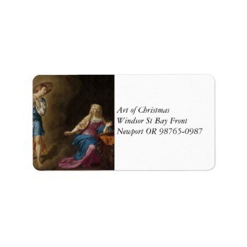 Annunciation Angel And Mary Label by dmorganajonz at Zazzle