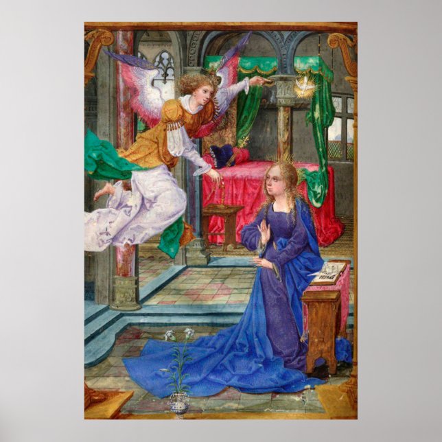 Annunciation Angel and Mary medieval religious art Poster (Front)