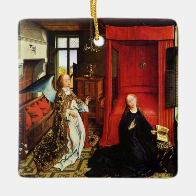 ANNUNCIATION ANGEL Archangel Gabriel and Virgin Ceramic Ornament (Front)