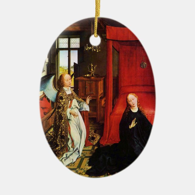 ANNUNCIATION ANGEL Archangel Gabriel and Virgin Ceramic Ornament (Front)