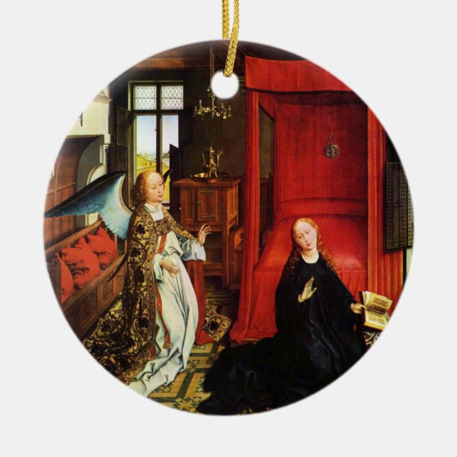 ANNUNCIATION ANGEL Archangel Gabriel and Virgin Ceramic Ornament (Front)