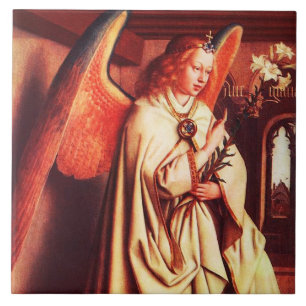 ANNUNCIATION ANGEL Archangel Gabriel,Jan Van Eyck Ceramic Tile