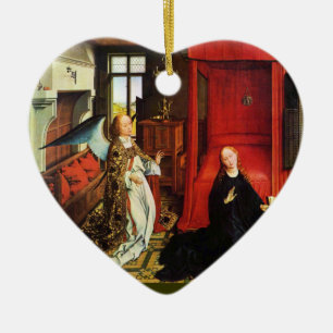 ANNUNCIATION ANGEL Archangel Gabriel ,Virgin,Heart Ceramic Ornament