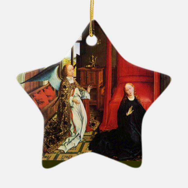 ANNUNCIATION ANGEL Archangel Gabriel ,Virgin Star Ceramic Ornament (Front)