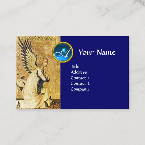 ANNUNCIATION ANGEL Blue Sapphire Gem Monogram Business Card