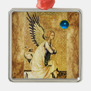 ANNUNCIATION ANGEL  Blue Sapphire Metal Ornament
